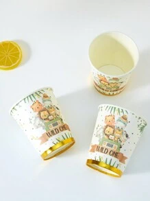 10 Stück/25 Stück Einweg-Papierbecher, Papierbecher mit Tiermotiv für 1. Geburtstag, geeignet für Geburtstagsfeier, Familientreffen, Picknick, Partydekoration