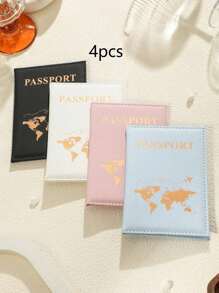 4 Pcs Travel Passport Holder Travel Document Storage Set Creative Passport Holder And Ticket Clip, Fashionable Passport Cover For Protecting During Holiday Travels Toiletry Bag Wash Bag Toiletry Travel Bag Makeup Storage Beach Beach Bag Vacation Holiday Essentials School Supplies Travel Essentials Ladies For College Dorm Bathroom Back To School Accessories - Multicolor - View 12