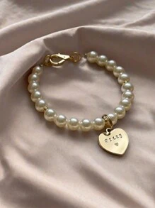Custom Pearl Dog Collar Necklace With Gold Tag, Pearl Cat Collar With Name, Personalized Pet Jewelry, Jewelry For Cat, Gift For Dog - View 5
