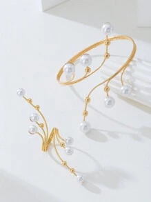 1 Set elegantes geometrisches Linien-Perlen-Schmuckset mit matter Einlage für Frauen, Geschenk für Feiertagsparty