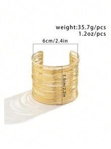 1pc Vintage Punk Style Fashion Metal Gold Round Cuff Bracelet, Women's Minimalist Oversized Exaggerated Bracelet, Women's Daily Decoration, Fashion Outfit Accessory, Party Jewelry Gift