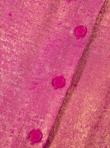 Acelitt Rose Red Metallic Sheen Short Sleeve Button-Up Casual Shirt - Pink - View 7