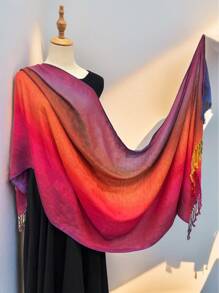 1pc Fashionable Vintage Paisley Pattern Jacquard Pashmina Scarf, Soft & Decorative Tasseled Shawl/Wrap, Suitable For Daily, Travel, And Outerwear Accessory