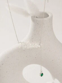 Personalized Birthstone Name Necklace, Custom Silver Stainless Steel Name Necklace, Script Name Necklaces, Mum Necklace, Personalized Christmas Gift For Her Valentine's Day Gift