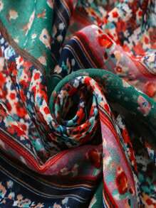 Tasseled Shawl Bohemian Elegant Style Scarf, Fashionable Colorful Striped Print Women's Silk Scarf, Lightweight Large Scarf For Spring/Summer, Versatile For Outdoor, Beach, Headwrap