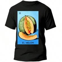 Playera Negra Hombre El melón Casual 100% Algodón - Negro - Ver 1