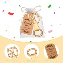 Zestaw 10 złotych otwieraczy do butelek 30, 40, 50, 60, 70, 80 na prezenty urodzinowe 30, 40, 50, 60, 70, 80, przyjęcia urodzinowe, prezenty rocznicowe, pamiątki ślubne i prezenty dla gości, prezenty walentynkowe, artykuły kuchenne i barowe, upominki na przyjęcia