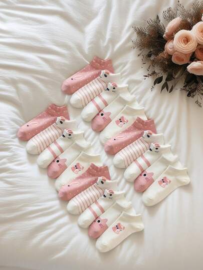 20 双/10 双/1 双 儿童和青少年女孩 3D 猫可爱短袜、低帮船袜、春夏秋冬休闲袜、运动袜、女孩、男孩、妈妈、父亲的礼物、女孩冬装、男孩冬装、节日礼物