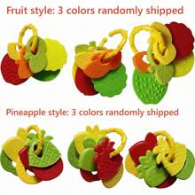 1 件/2 件，水果形硅胶牙胶 - 婴儿出牙胶，用于幼儿磨牙和固定牙齿 - 复活节礼物，摇铃功能，易于清洁，（颜色随机）