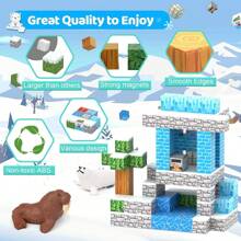 Magnetic Building Block Set To Create Fridge Kingdom World, Kids STEM Sensory Cube Construction Montessori Educational Toy, Build Magnetic Mining World To Improve Problem-Solving Ability, Halloween & Christmas & Birthday Gift, Magnetic Blocks Toy Set, Perfect Sensory DIY Toy For Boys & Girls, Endless Fun (Some Colors & Patterns Randomly Styles)