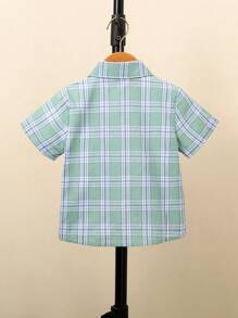 Young Boy Short Sleeve Plaid Shirt, Spring/Summer Tops - Multicolor - View 2