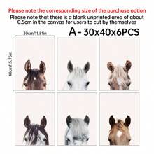 6pcs/Set, Horse Canvas Wall Art Prints Set Of 6, Horses Portraits, Farmhouse Wall Art, Farm Animals Poster, Animals Portraits Wall Decor Living Room, Horse Poster Home Decor, Horses Prints Wall Decor For Bedroom Gifts Birthday Graduation - Multicolor - View 13