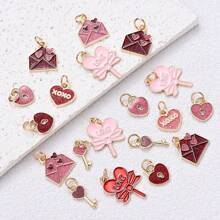 20 件粉色时尚耳环、项链吊坠带开口环、DIY 肚脐环、包链装饰珠 - 彩色 - 查看 11