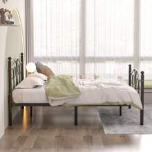 VECELO Double Bed Frame With Headboard And Footboard, Steel Slat Support, Modern Platform Bed, No Box Spring Needed - 黑色 - 查看 5