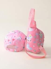 2pcs Girls Baseball Cap And Crossbody Bag Set, All Season Casual Wear, Sun Ion, Back To School Accessories - 2PC - View 9