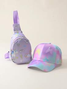 2pcs Girls Baseball Cap And Crossbody Bag Set, All Season Casual Wear, Sun Ion, Back To School Accessories - 2PC - View 8