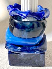 优雅蓝色树脂手链，性感大胆的不对称袖口手镯，适合日常佩戴