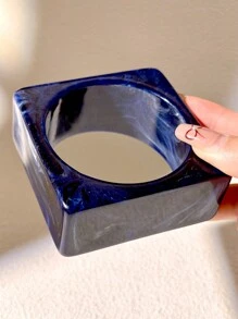 优雅蓝色树脂手链，性感大胆的不对称袖口手镯，适合日常佩戴