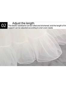 1pc Solid Color Polyester Lolita Dog Print Layered Petticoat Skirt, 60cm 4-Layer Soft Tulle Underskirt, Soft Girl Cosplay, Lolita Costume, Suitable For All Seasons Fall Clothes For Women - White - View 6