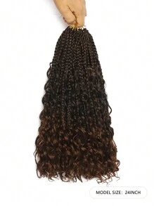 6pcs Ombre Crochet Braids, Curly Ends, Pre-Looped Synthetic Crochet Braiding Hair Extensions, Suitable For Women - Multicolor - View 25
