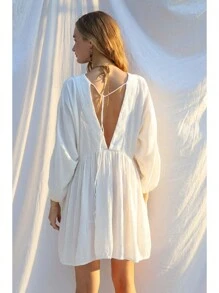 Top Vestido de Mujer para Playa - Blanco - Ver 4