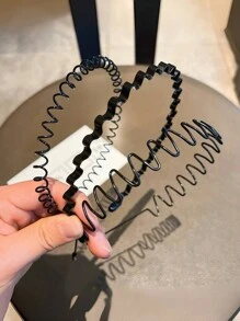 1 件男士简约金属头带，适合运动、休闲和日常洗脸时使用金色头饰情人节、发饰、男士头带、男士配饰、波浪头带、男士配饰、棒球配饰 - 黑色 - 查看 3