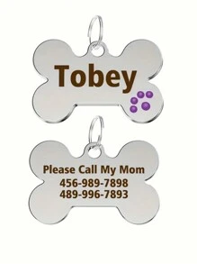 Customized Pet ID Tag With Engraving, Double-Sided Personalized Dog Name And Contact Info Label, Lovely Anti-Lost Dog Tag Cat Tag
