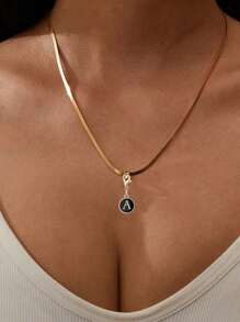 1pc Black-Color A-Z Letter Keychain, Suitable For Bag Pendant, Backpack Decor, Car Hanging Accessory, Daily Gift For Women