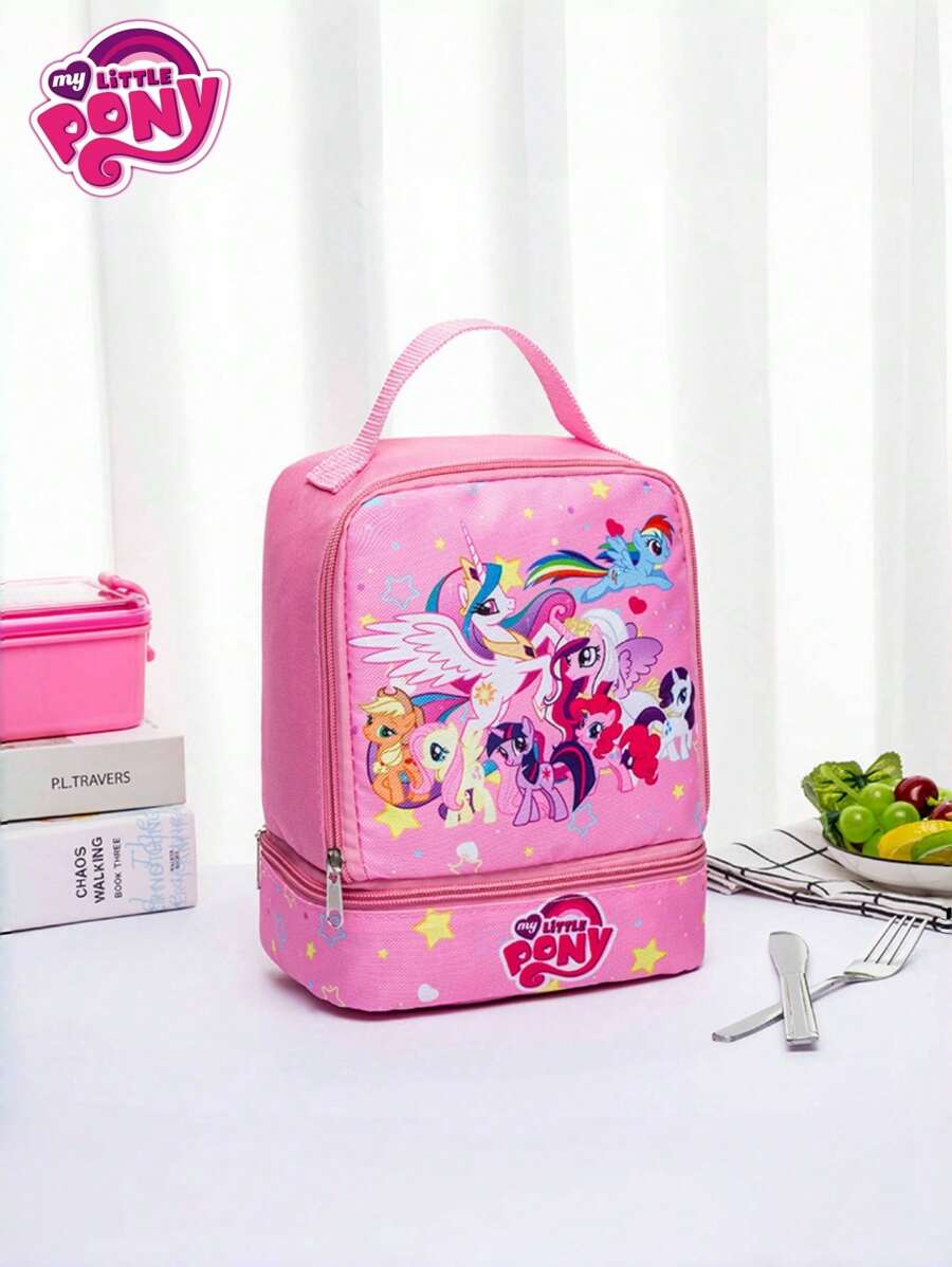 MY LITTLE PONY 1 pieza Bolsa térmica de almuerzo con diseño de dibujos animados, bolsa bento de doble capa para estudiantes, bolsa térmica para llevar fruta, aperitivos, leche, útiles de oficina, escuela, artículos esenciales de regreso a la escuela, regalos de cumpleaños, recompensas, regalos, decoraciones, decoración del hogar, decoraciones para el Día de San Valentín, graduación, decoraciones de fiesta de soltera, bodas