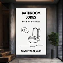 Bathroom Jokes For All Ages Large Wooden Framed Wall Art Home Decor Canvas Painting- For Bedroom, Bathroom, Living Room, Office, Kitchen, Holiday Gift- 1pc - Multicolor - View 2