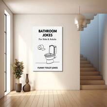 Bathroom Jokes For All Ages Large Wooden Framed Wall Art Home Decor Canvas Painting- For Bedroom, Bathroom, Living Room, Office, Kitchen, Holiday Gift- 1pc - Multicolor - View 4