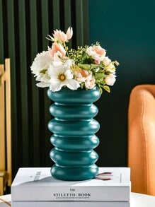 1 Pc Plastic Vase, Solid Color Flower Vase, Unbreakable Vase For Flower Arrangement, Creative Shaped Dry Flower Container, Large Capacity Planter, Multipurpose Flower Stand, Seedling Planter, Reusable And Durable, Suitable For Living Room, Bedroom, Kitchen, Bathroom, Outdoor, Party, Office, Banquet, Exhibition, Meeting, Fresh And Artificial Flowers Like Tulips, Roses, Succulents, Lilies Etc.