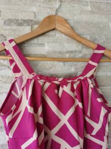 Tank Top Elaborate Braids On The Neckline Duna Women's Blouse Dress Up With Thin Straps Plain (HAS PLUS SIZE G2(48) Crepe Print - 紫色印花 - 查看 4