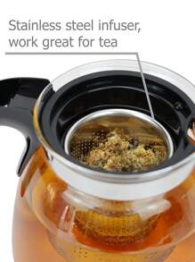 1 Pieza Tetera Redonda de Vidrio de Borosilicato con Tapa y Mango de Plástico, Capacidad de 1 Litro, Apta para Estufa a Gas, con Infusor de Acero Inoxidable Resistente al Calor, Perfecta para Té de Hojas Sueltas