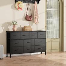 GIKPAL 10 Drawer Dresser For Bedroom, Dresser TV Stand With Power Outlets, Entertainment Center Chest Of Drawers For 55'' Long TV, Wide Fabric Dresser For Storage And Organization - PU đen - Xem 10