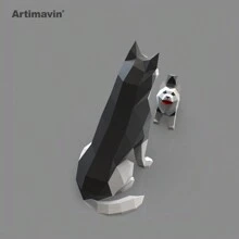 Artimavin Two Huskies Paper Model Three-Dimensional Paper Art Origami Ornaments Puzzle Indoor Window Office And Other Environmen - Reference Color - View 5
