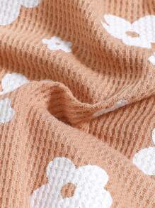 BrownBark 女婴两件套，花卉印花无袖连身衣 + 短裤，适合户外活动的休闲日常装，春夏 - 杏色 - 查看 8