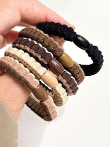 4pcs Plain Color Elastic Hair Ties, Versatile Scrunchies, Stylish Wavy Hair Bands, Women Hair Accessories ,Ponytail Holders ,Hair Elastics ,Hair Rubber Bands ,Hair Rope