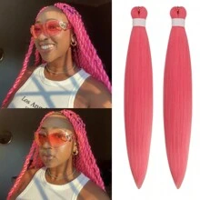 Regenbogen-Flechthaare, vorgedehnt, synthetisch, EZ-Flechthaare für knotenlose Zöpfe, Bohemien-Zöpfe, Mode-Festival, Rave-Party-Zöpfe