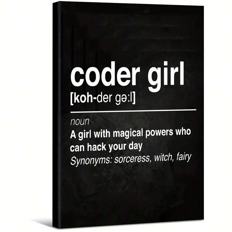 Coder Girl Definition With Synonyms Large Wooden Framed Wall Art Home Decor Canvas Painting- For Bedroom, Bathroom, Living Room, Office, Kitchen, Holiday Gift- 1pc