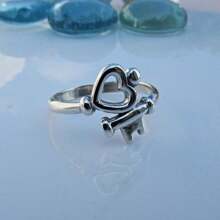 Retro eleganter boho Herzförmiger Verlobungsring - Romantischer Kupferring für Frauen, geeignet für Valentinstag und Alltag, Mutter, Muttertag, Geschenk