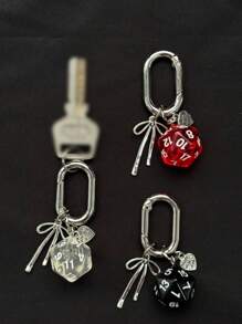 1 pièce Porte-clés dé unisexe nouvelle arrivée créatif, pendentif de boule de billard à 4 branches et en forme de cœur à la mode, breloques de sac lettrage scolaire