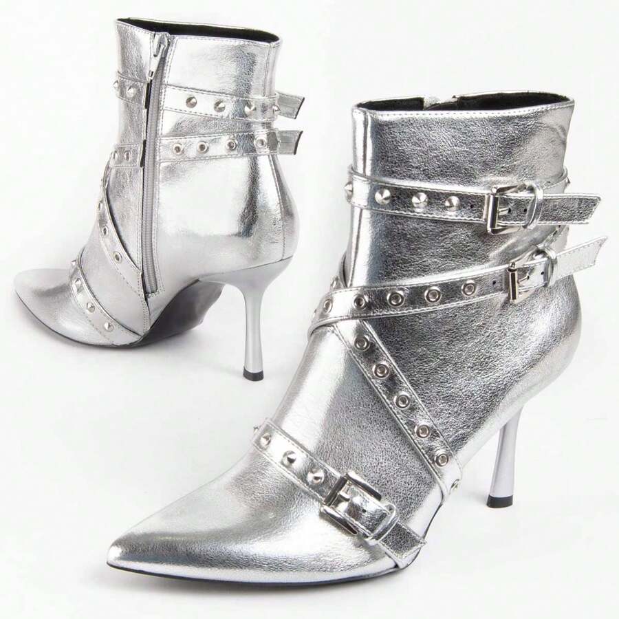 Montevita Botinia14 Zippered High Heel Boot Delivery 24/72H To Spain (Peninsula)✅ - Silver - View 1