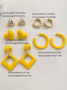 5pcs/Set Fashion Minimalist Heart Shaped Hollow Dangle Earrings Set Valentines,Mom,Mother,Mother's Day,Gift - A Style - View 10