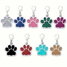 Customized Pet Paw Print ID Tag, Alloy Dog Tag, Engraved Cat Paw Pendant Tag, Dog Collar Nameplate