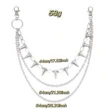 三层铆钉 B 款，适合搭配牛仔裤夏季、学校秋冬配饰万圣节服装，适合青少年、青年、男士、休闲、户外、运动、度假、毕业礼物、生日、日常穿着 - 柳釘多層褲鏈 - 查看 2