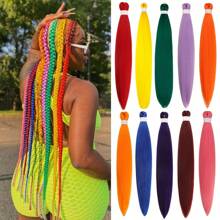 Regenbogen-Flechthaare, vorgedehnt, synthetisch, EZ-Flechthaare für knotenlose Zöpfe, Bohemien-Zöpfe, Mode-Festival, Rave-Party-Zöpfe