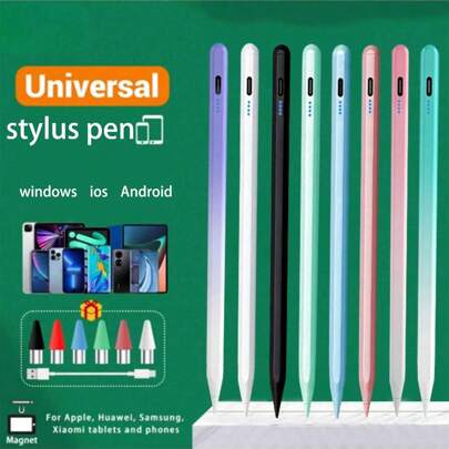 1pc Metal Stylus Pen, Magnetic, Gradient Color, Compatible With IPad 2018-2024, Magnetic Stylus Supports All Smartphones/Tablets/Apple IPad 10th, Palm Rejection, Tilt Sensitivity, Fast Charging Compatible With Apple IPad Pro 11/12.9", IPad Mini 5/6/Air3/4/5, IPad 6/7/8/9/10 [Gradient Color]