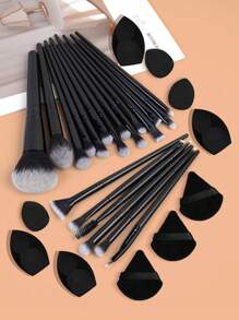 MAANGE 30pcs Professional Makeup Tools Set With 20pcs Facial Makeup Brushes & 4pcs Beauty Sponge With Box & 3pcs Mini Air Cushion Puffs & 3pcs Triangle Powder Puff, Powder, Blush, Eyeshadow, Shadow, Eyebrow, Eyelash, Eyeliner, Highlight, Blending, Concealer Brush, Travel-Friendly, Gift For Women & Girls