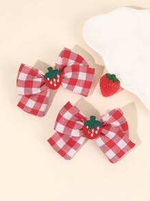 2 kẹp tóc hình quả dâu tây, thích hợp cho bé gái, kẹp tóc hình quả dâu tây móc len, phụ kiện tóc nơ kẻ caro đỏ trắng có đuôi, kẹp tóc nơ dễ thương, phụ kiện đội đầu cho bé gái dự tiệc Giáng sinh, kẹp tóc ngày Valentine, phụ kiện tóc cho trẻ em và em bé. - Nhiều màu - Xem 8